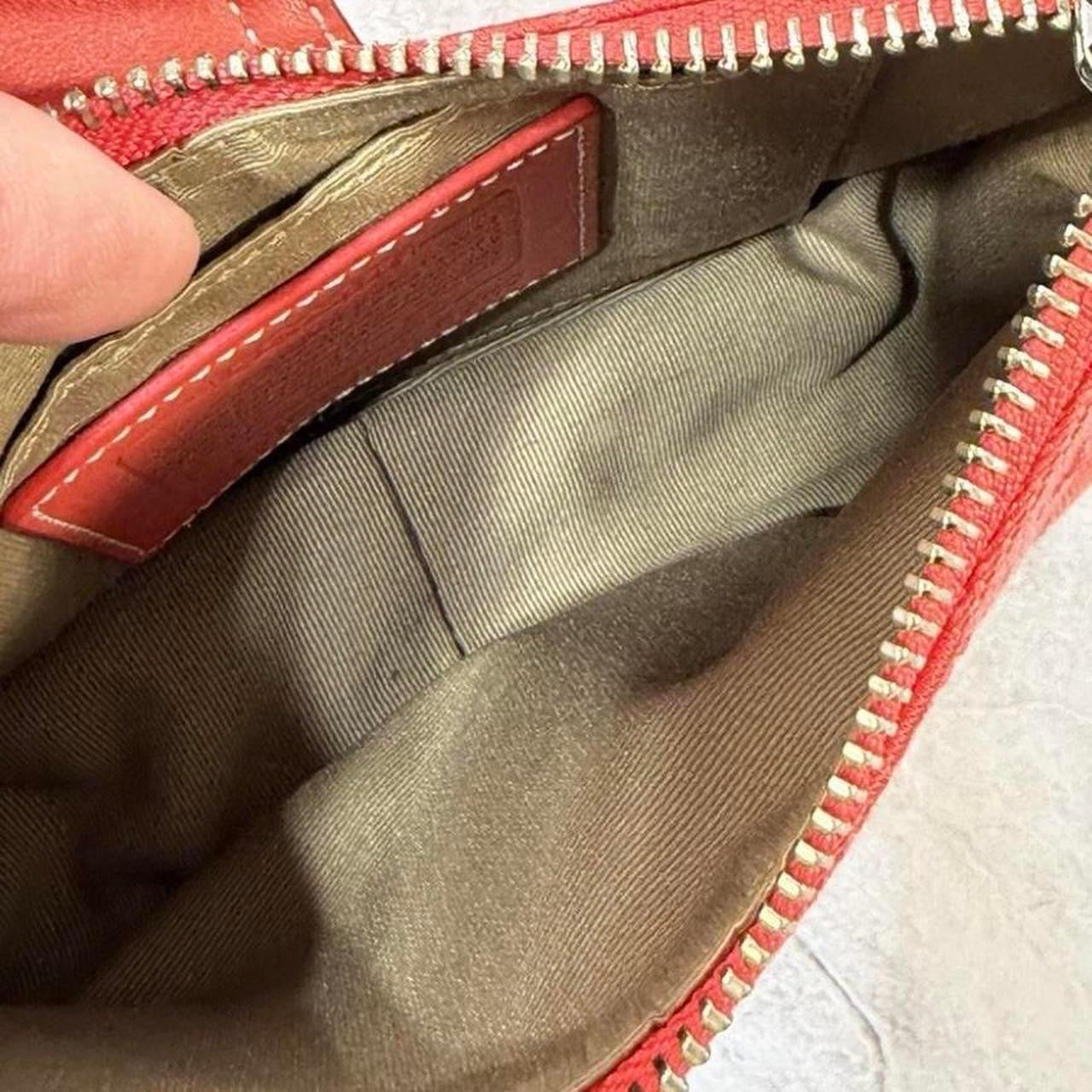 Vintage Coach Red Demi Hampton Monogram Buckle Shoulder Bag