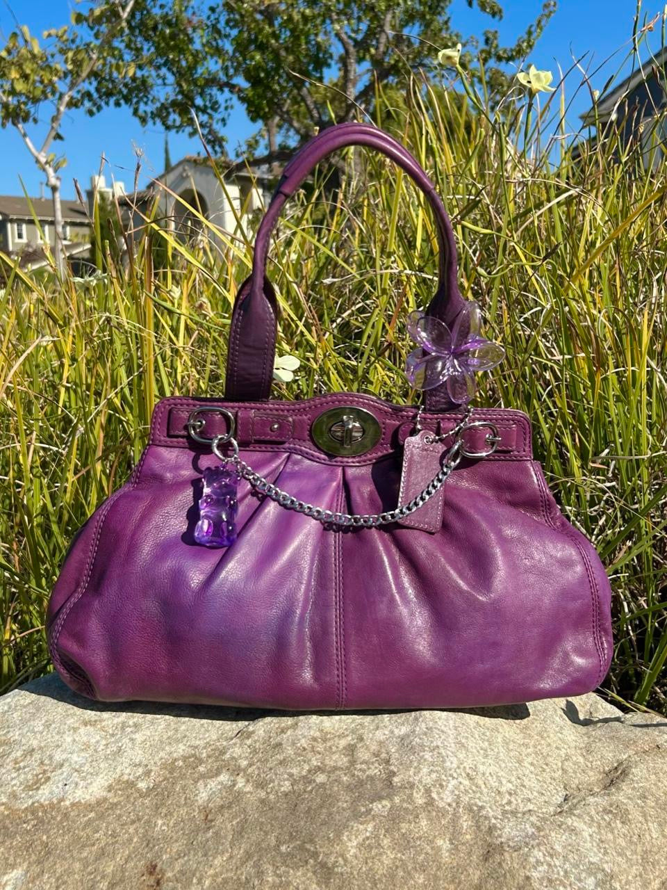 Coach Garrett Pleated Turnlock Leather Shoulder Bag