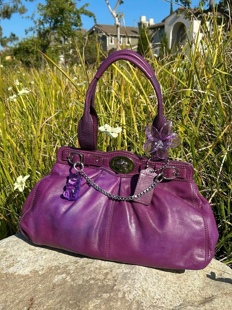 Coach Garrett Pleated Turnlock Leather Shoulder Bag