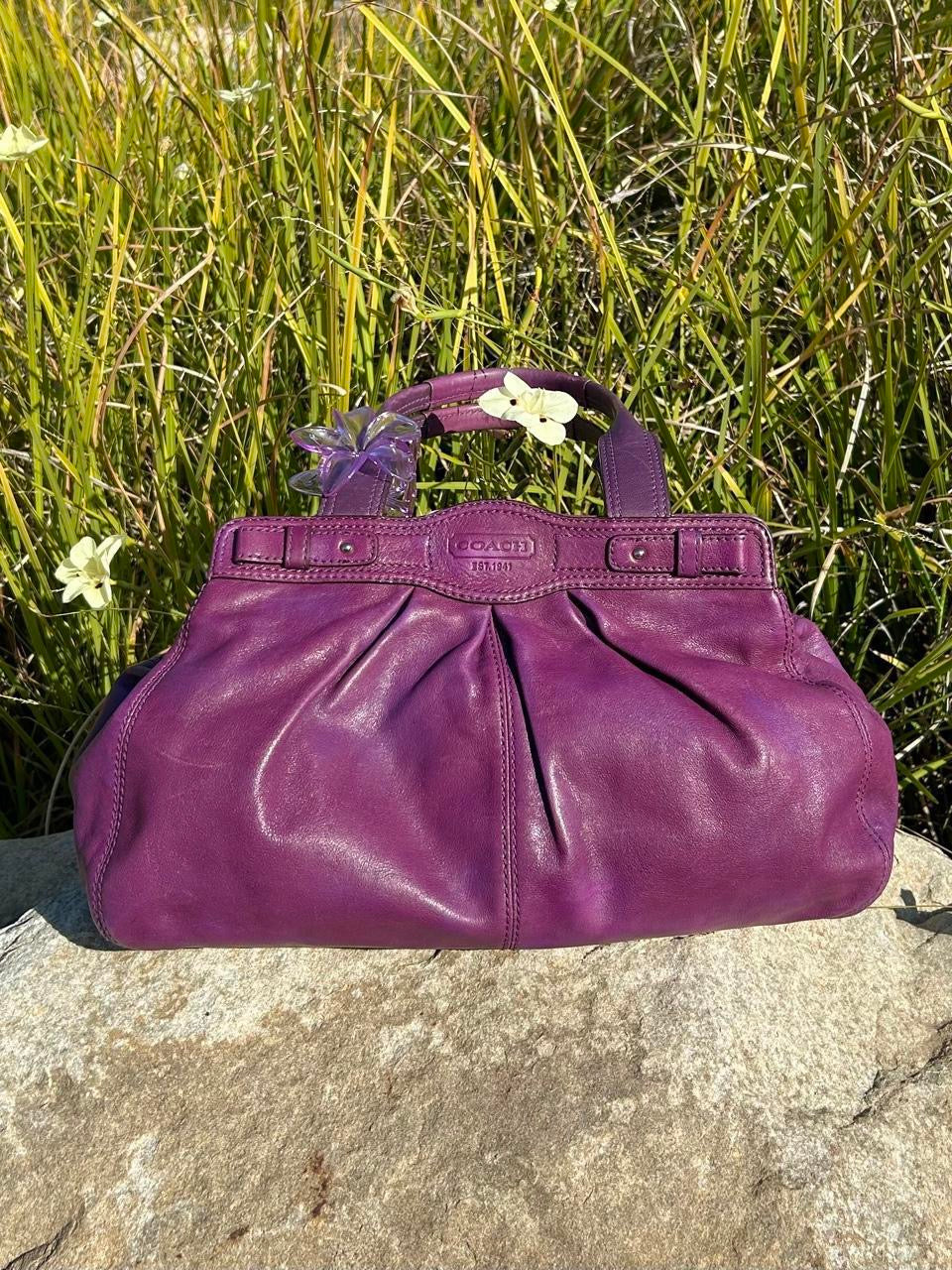 Coach Garrett Pleated Turnlock Leather Shoulder Bag