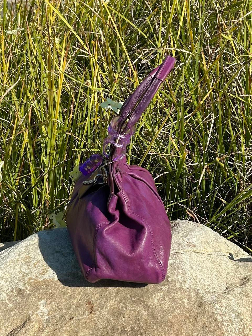 Coach Garrett Pleated Turnlock Leather Shoulder Bag
