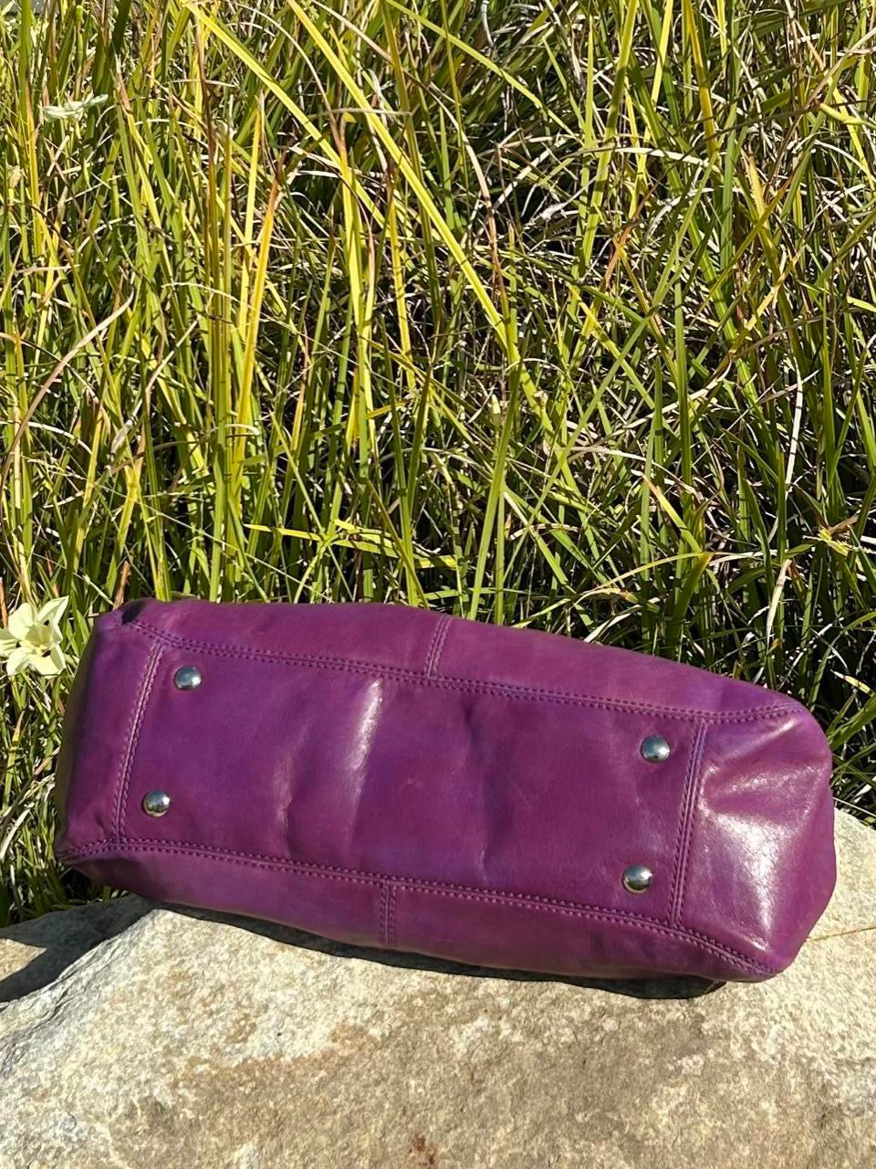 Coach Garrett Pleated Turnlock Leather Shoulder Bag