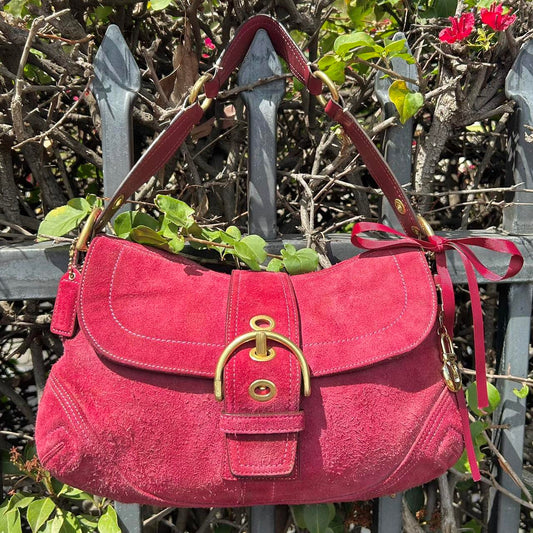 Vintage Coach Soho Large Suede Buckle Flap Shoulder Bag
