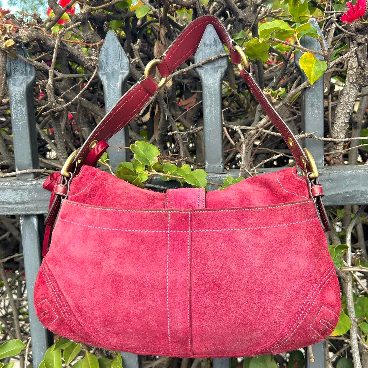Vintage Coach Soho Large Suede Buckle Flap Shoulder Bag