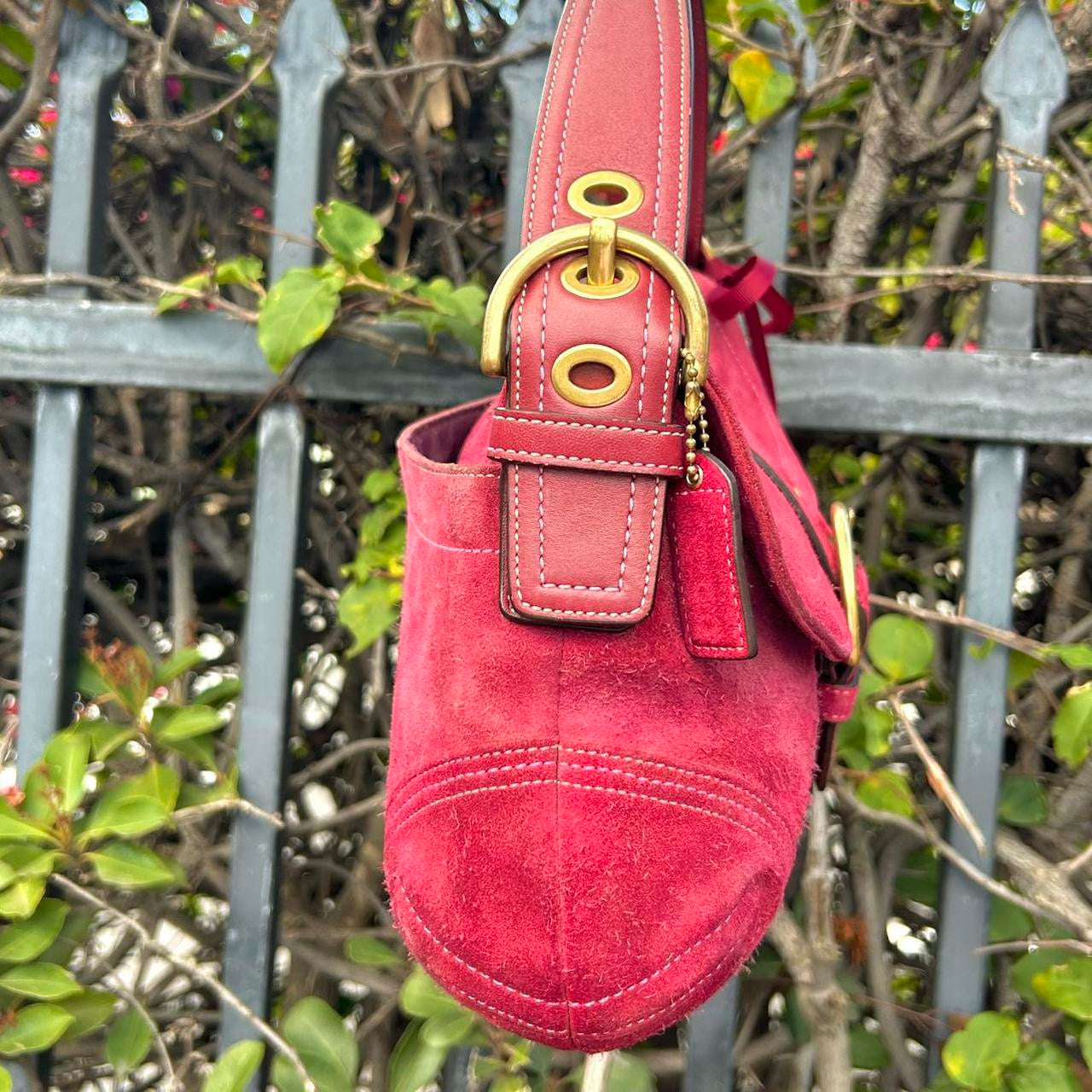 Vintage Coach Soho Large Suede Buckle Flap Shoulder Bag