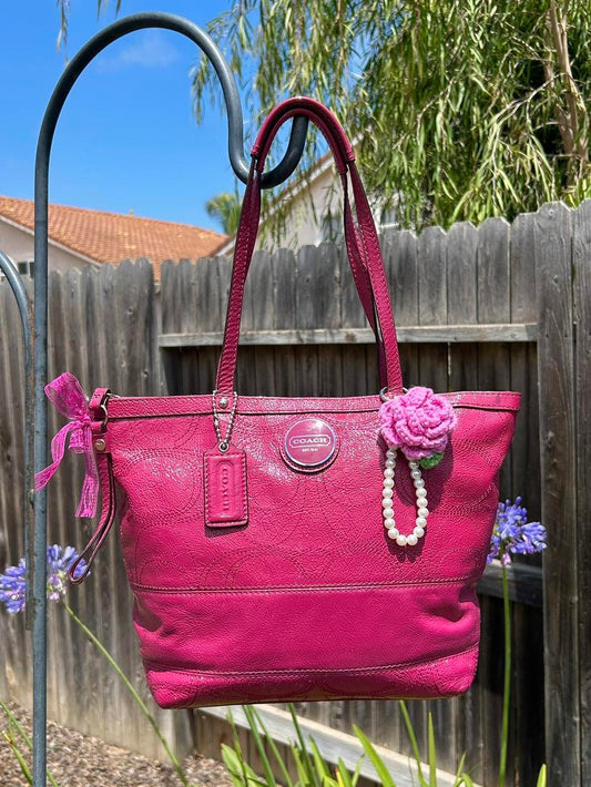 Coach Patent Leather Stripe Tote Bag