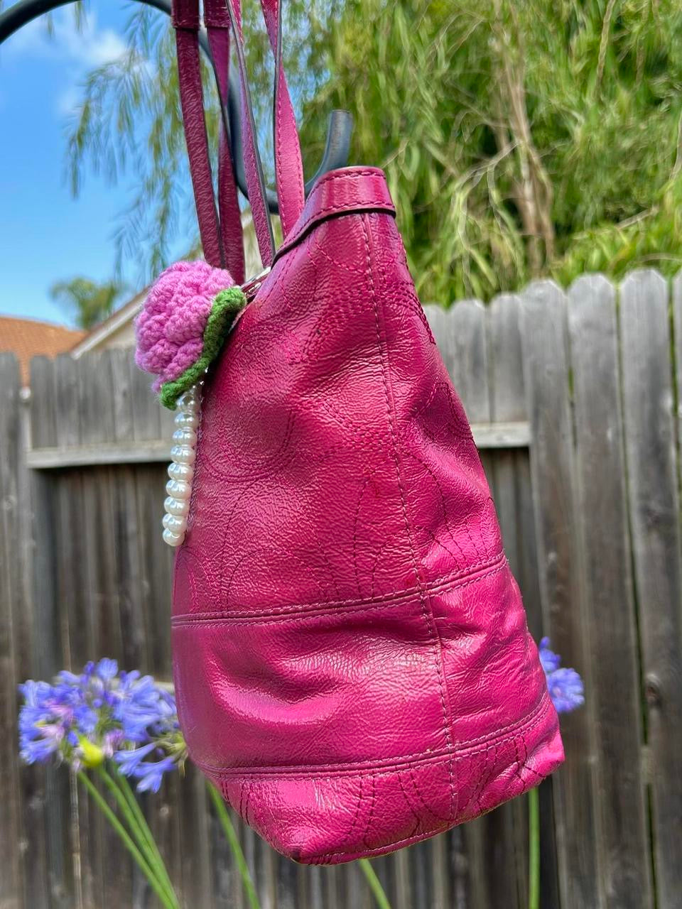Coach Patent Leather Stripe Tote Bag