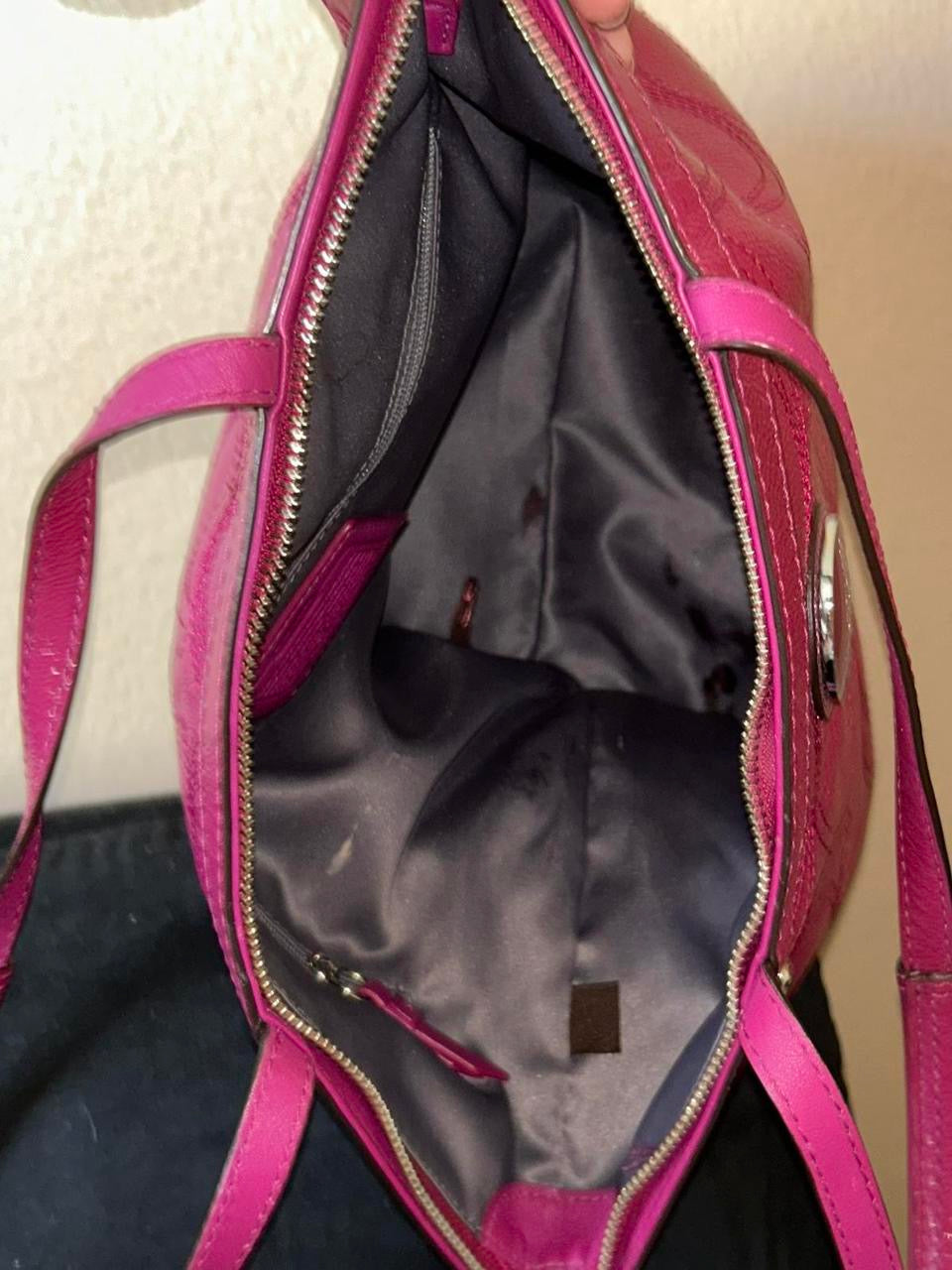 Coach Patent Leather Stripe Tote Bag