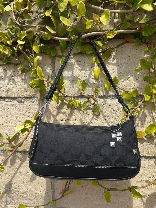 Vintage Coach Demi Hampton Monogram Custom Studded Shoulder Bag