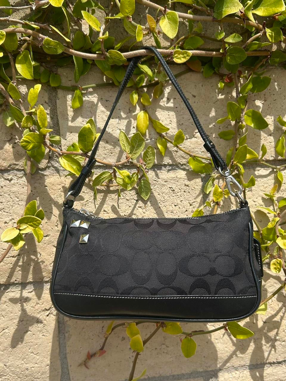 Vintage Coach Demi Hampton Monogram Custom Studded Shoulder Bag