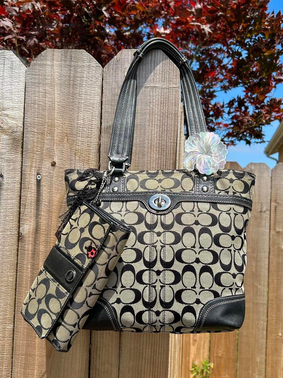 Coach Hampton Monogram Turnlock Tote Bag & Wallet