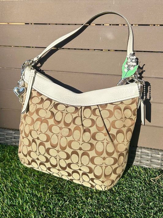 Vintage Coach Ashley Monogram Pleated Hobo Shoulder Bag