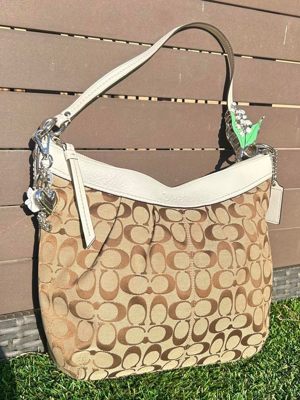 Vintage Coach Ashley Monogram Pleated Hobo Shoulder Bag