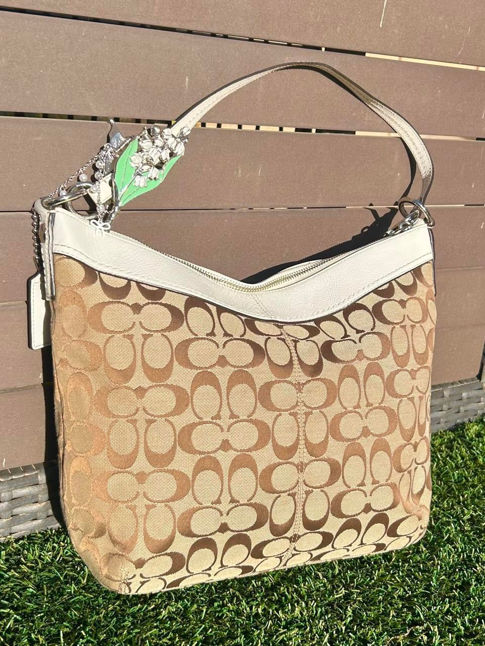 Vintage Coach Ashley Monogram Pleated Hobo Shoulder Bag