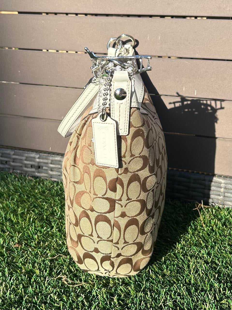 Vintage Coach Ashley Monogram Pleated Hobo Shoulder Bag