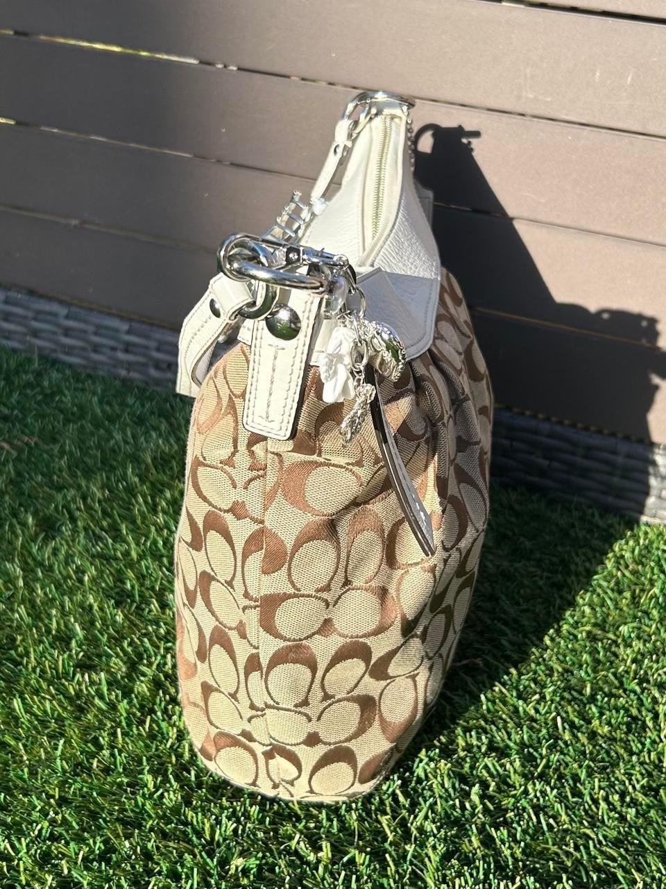 Vintage Coach Ashley Monogram Pleated Hobo Shoulder Bag
