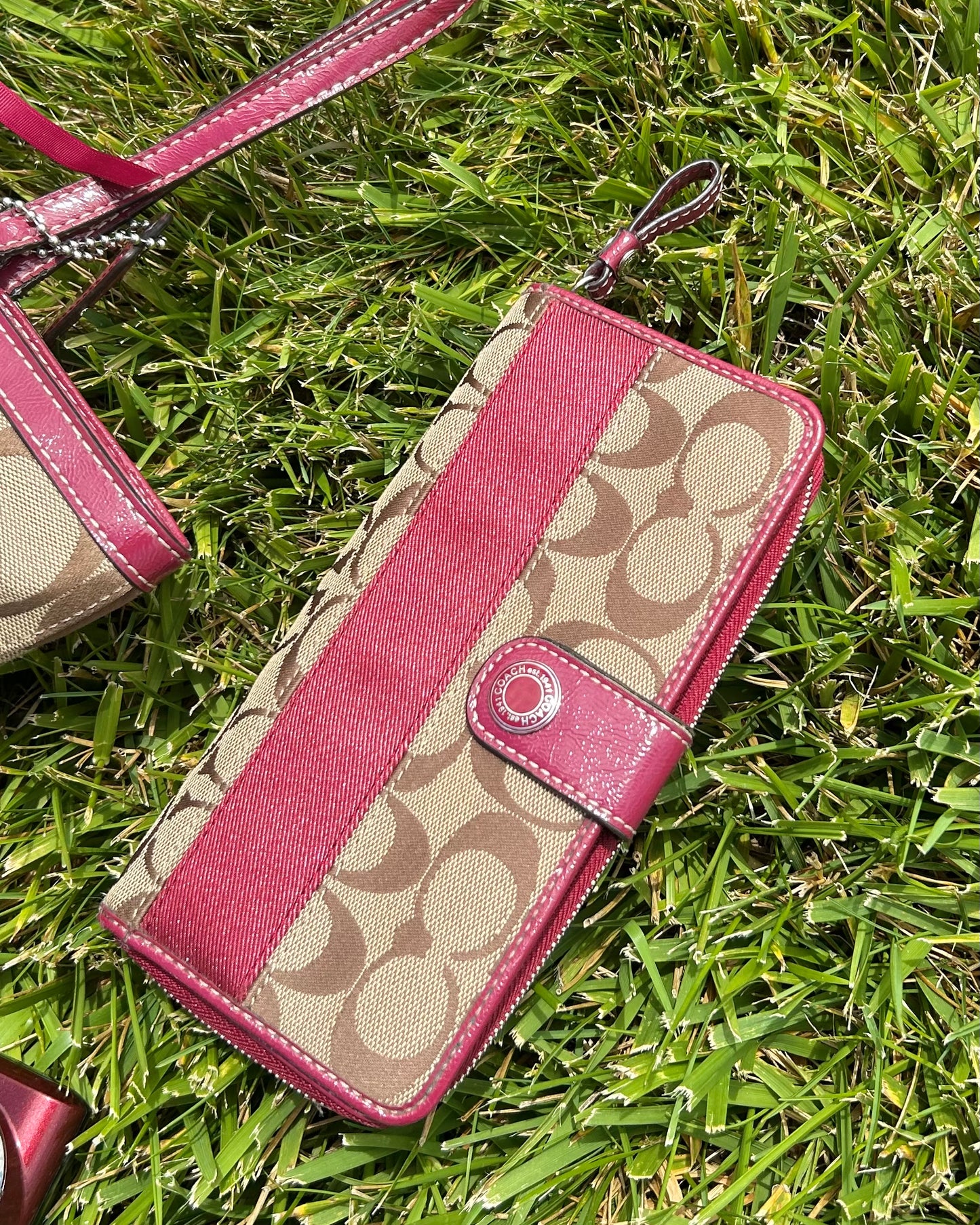 Coach Monogram Stripe Tote Bag & Wallet