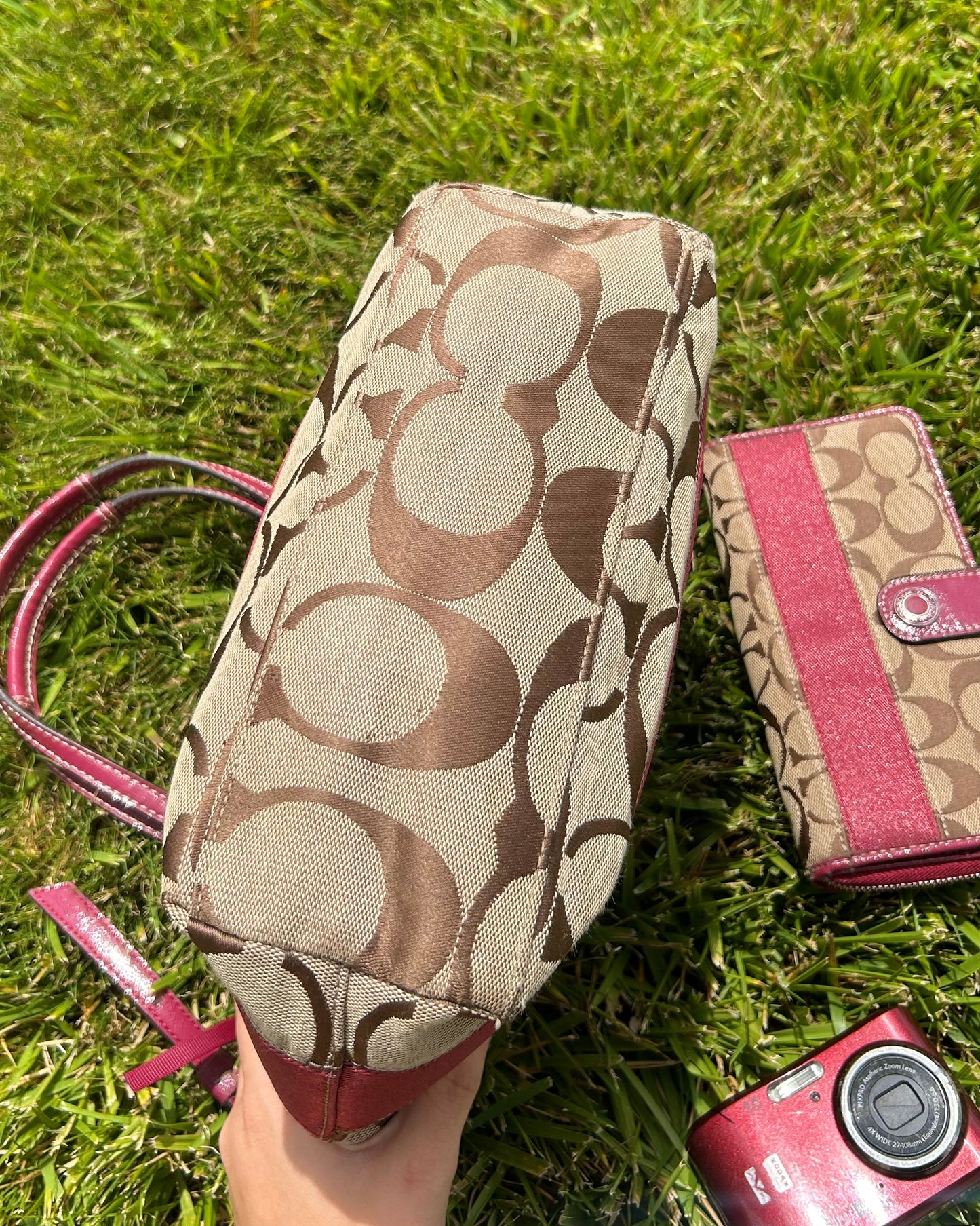 Coach Monogram Stripe Tote Bag & Wallet