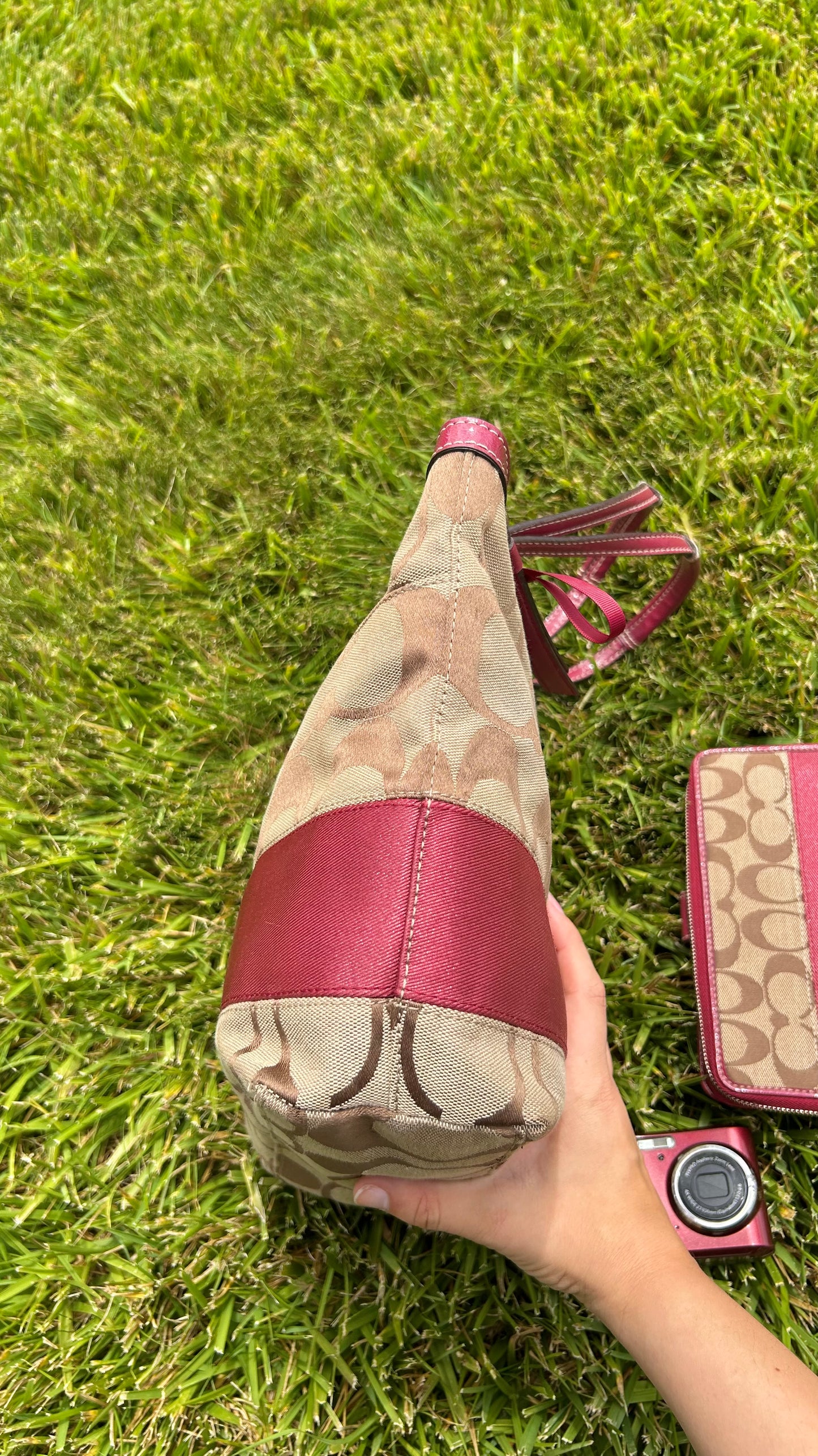 Coach Monogram Stripe Tote Bag & Wallet