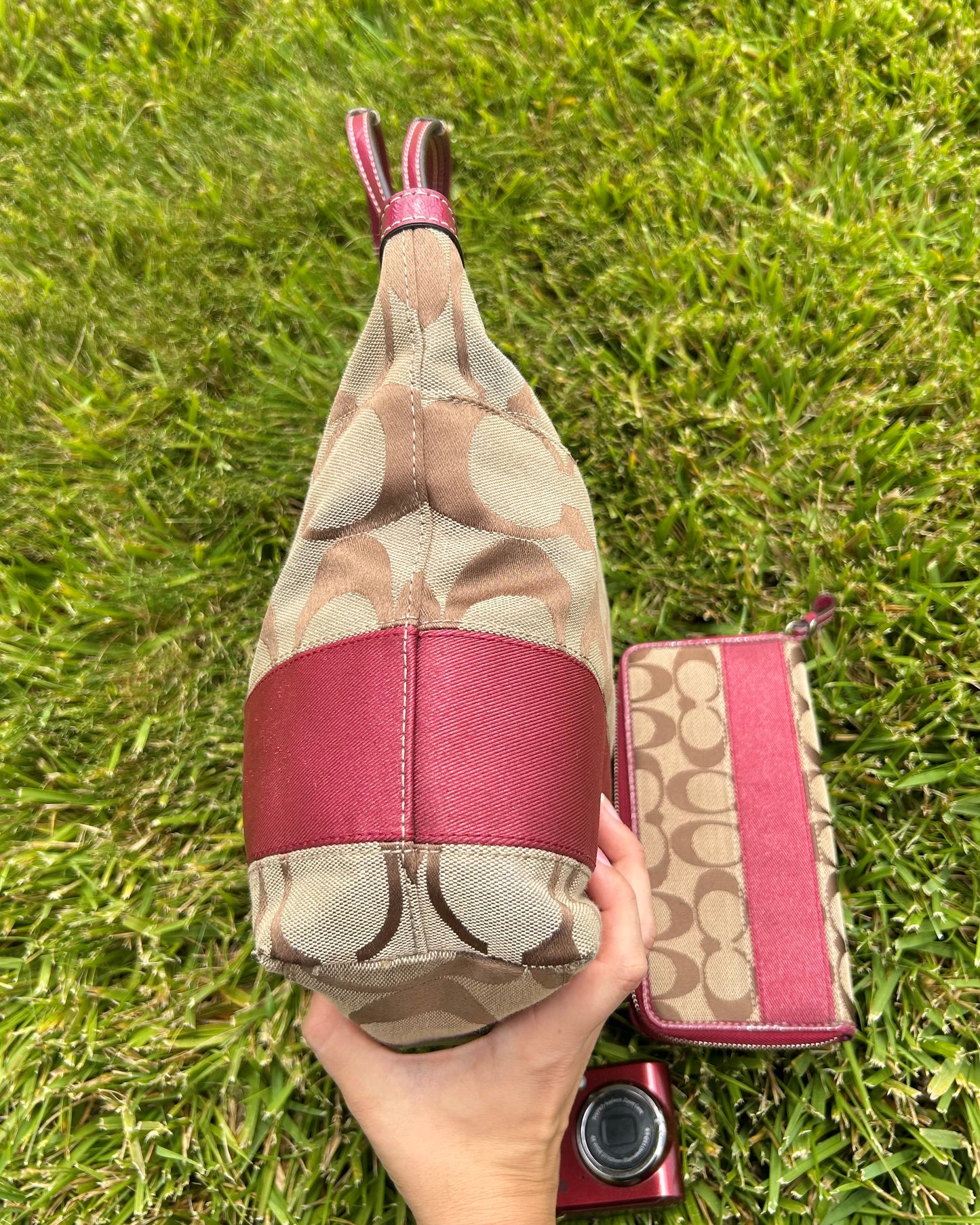 Coach Monogram Stripe Tote Bag & Wallet