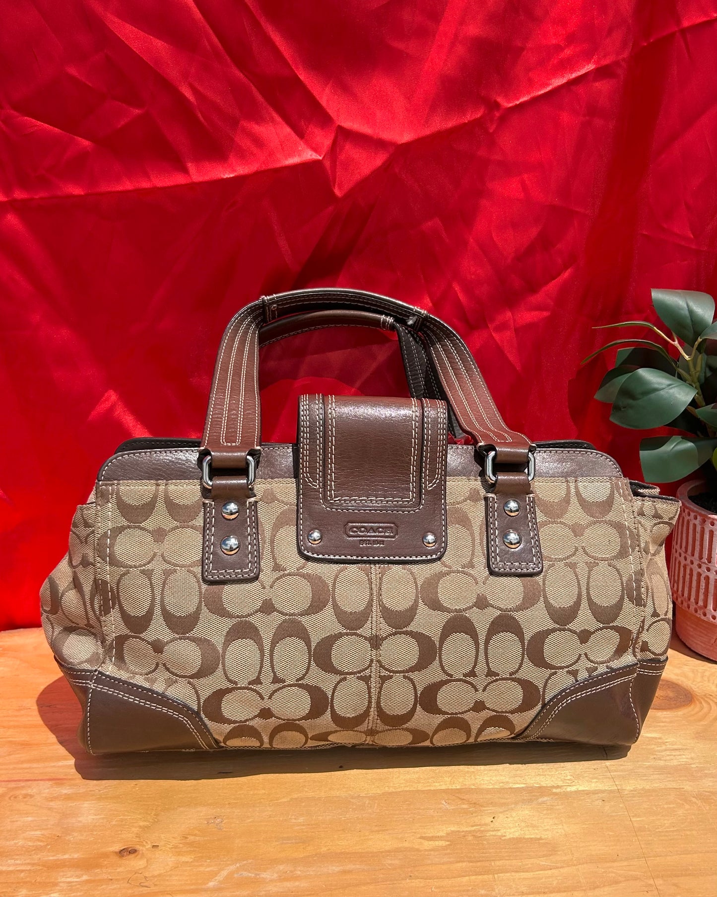 Vintage Coach Hampton Signature Carryall Handbag