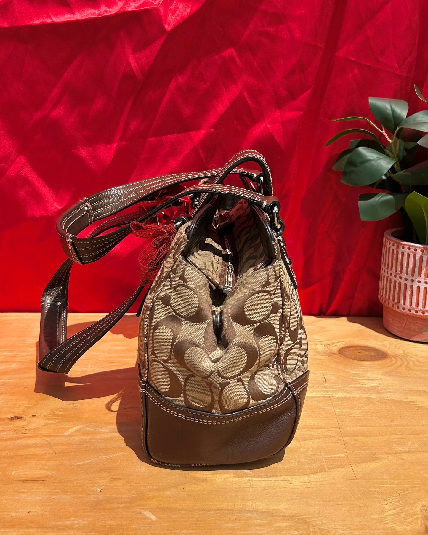 Vintage Coach Hampton Signature Carryall Handbag