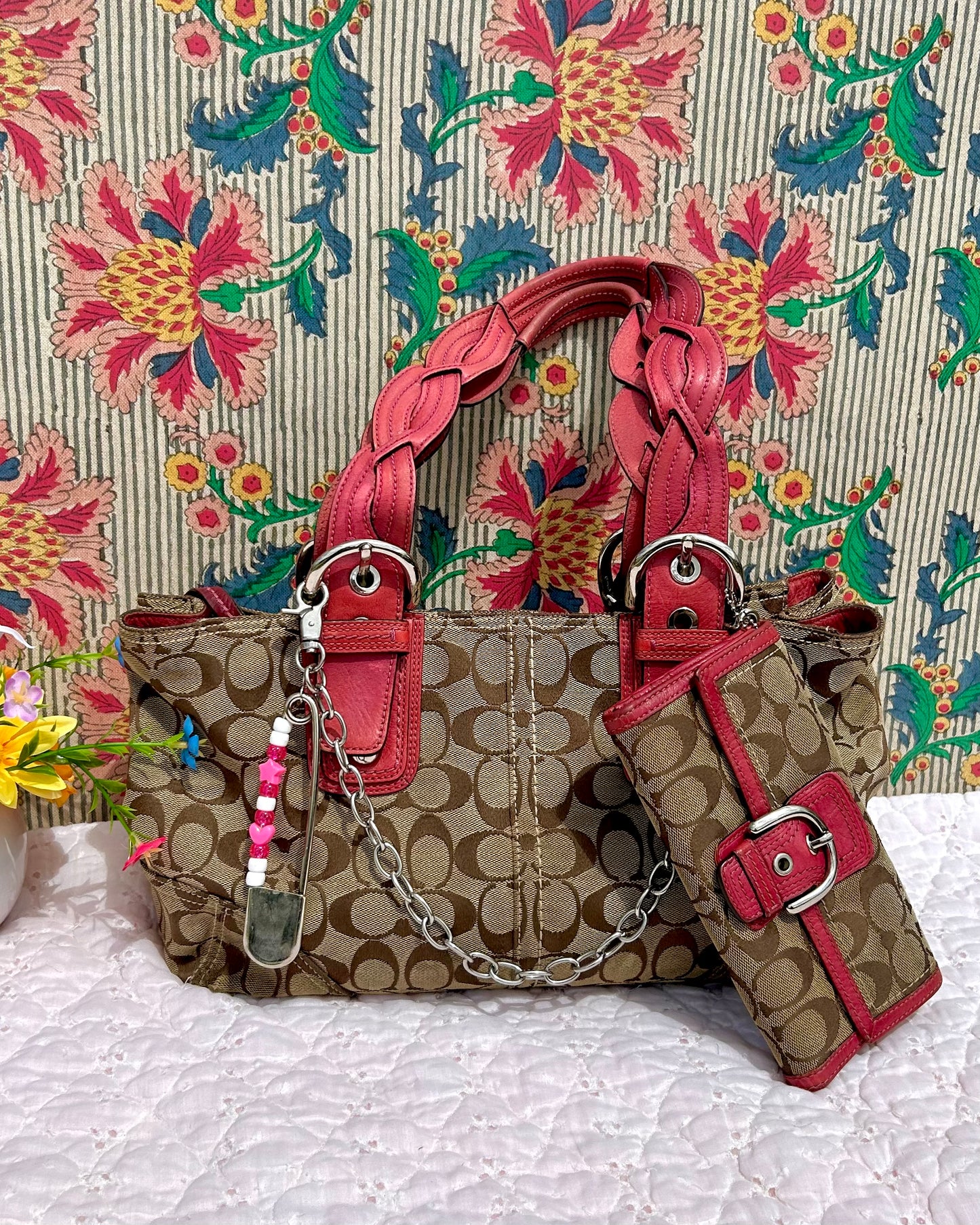 Coach Ashley Monogram Caryall Tote Bag & Wallet