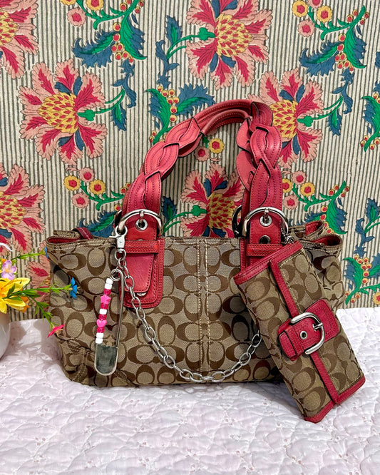 Coach Ashley Monogram Caryall Tote Bag & Wallet