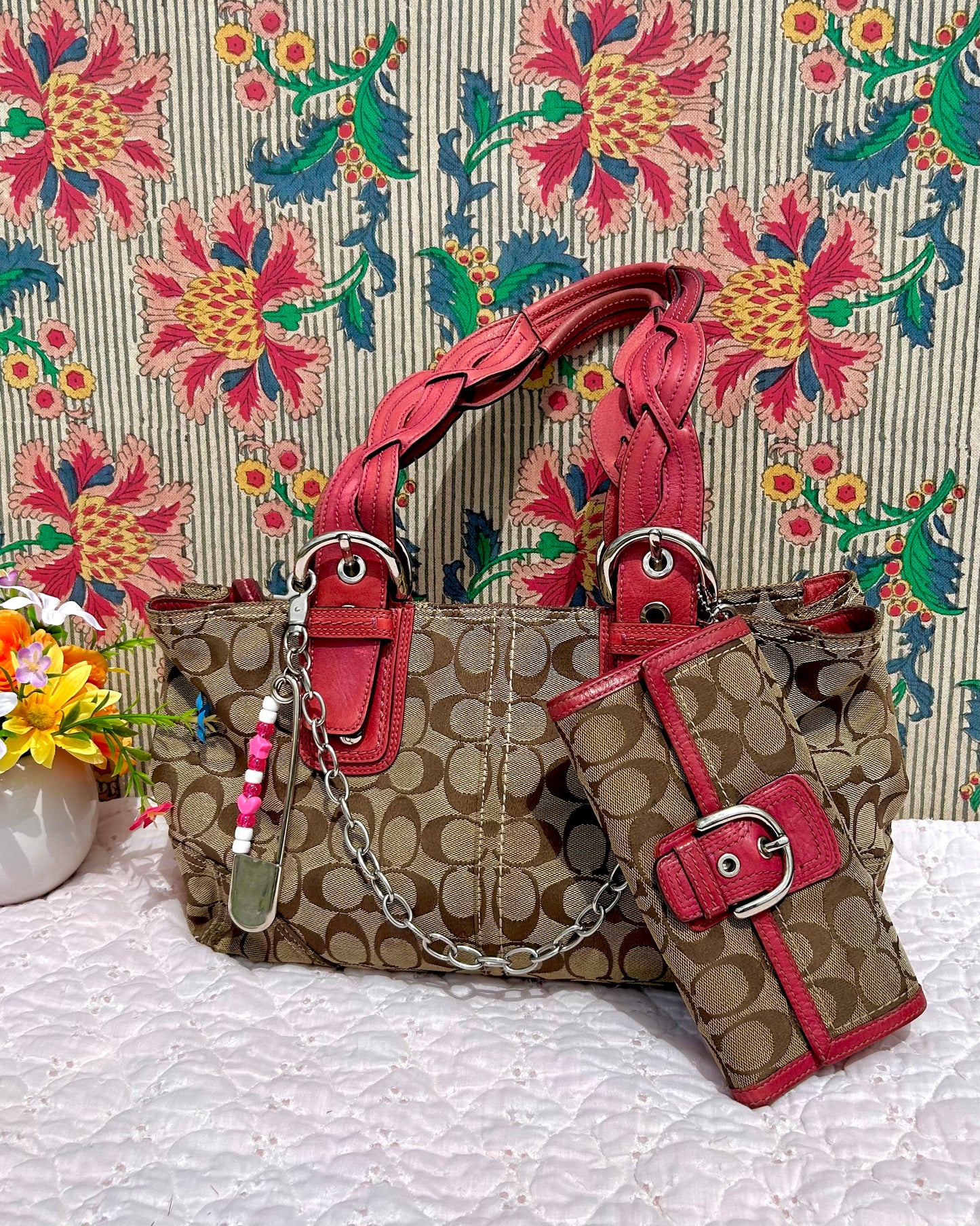 Coach Ashley Monogram Caryall Tote Bag & Wallet