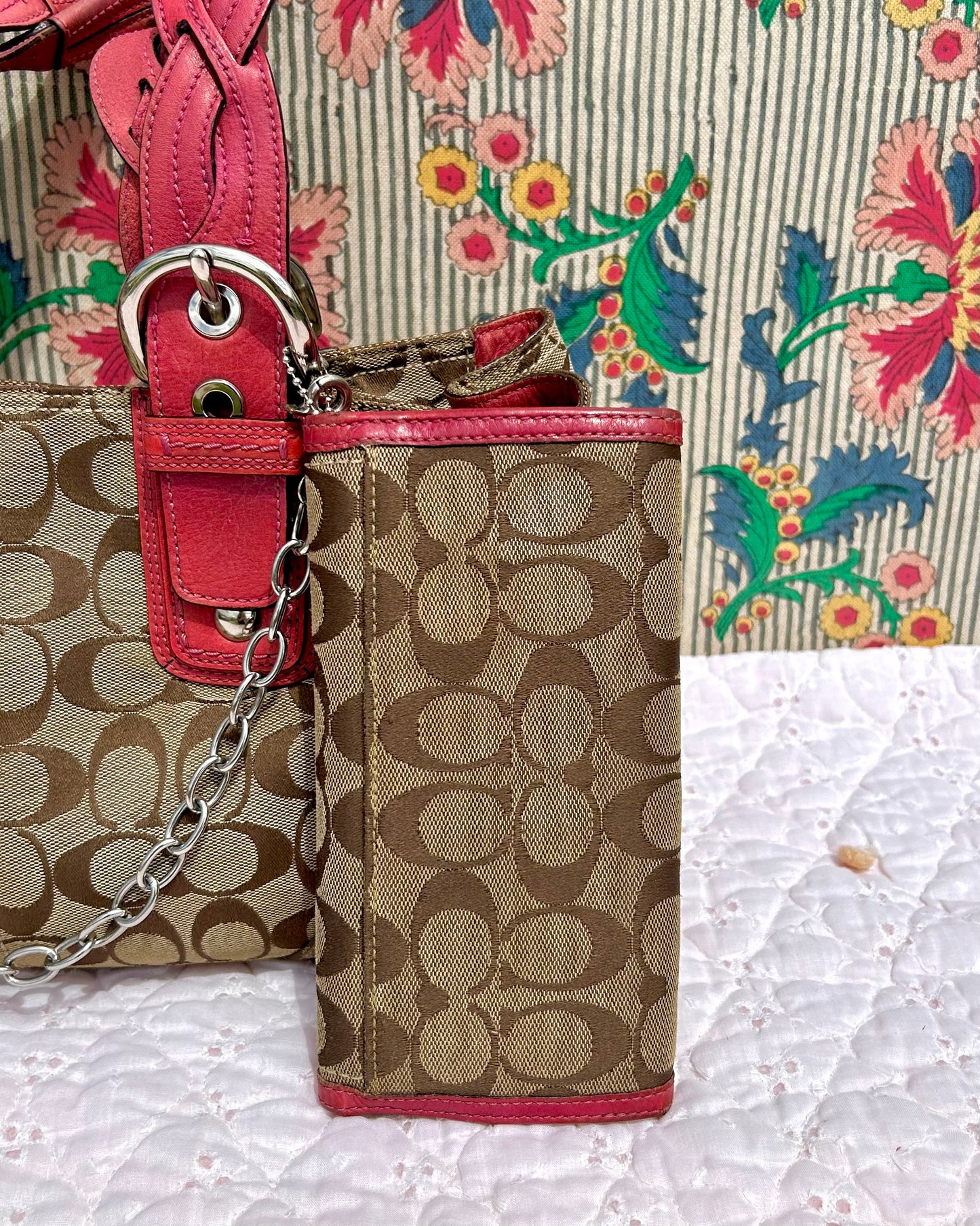 Coach Ashley Monogram Caryall Tote Bag & Wallet