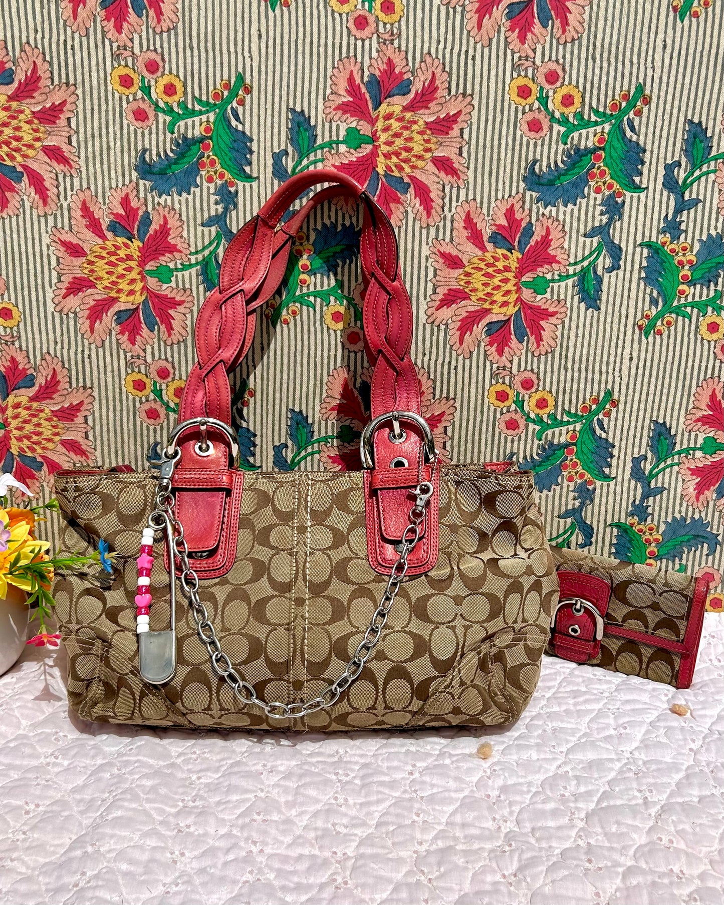 Coach Ashley Monogram Caryall Tote Bag & Wallet