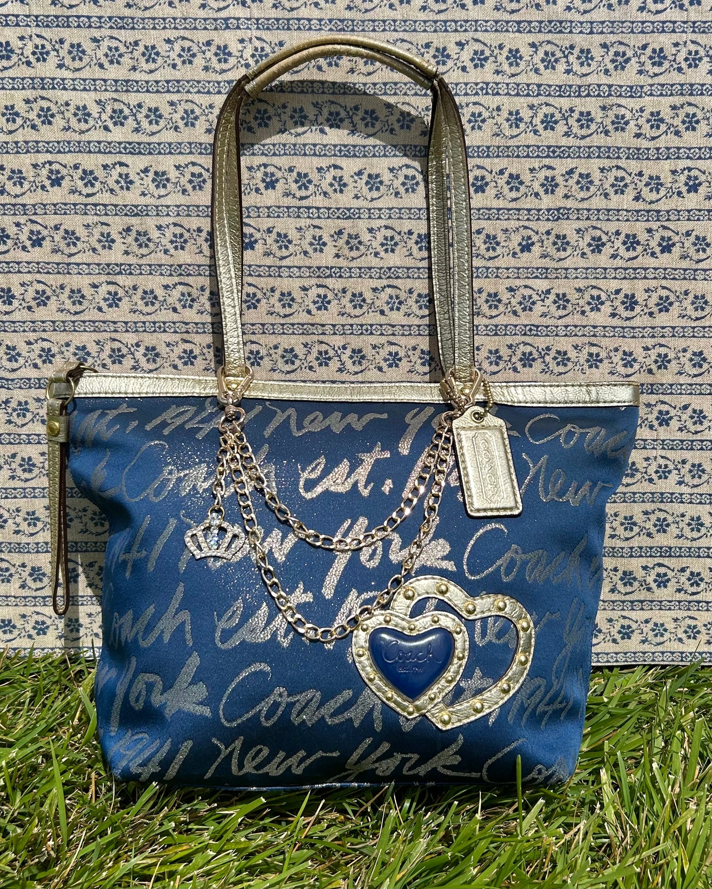 Coach Signature Script Lurex Tote Bag