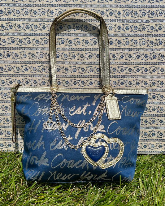 Coach Signature Script Lurex Tote Bag