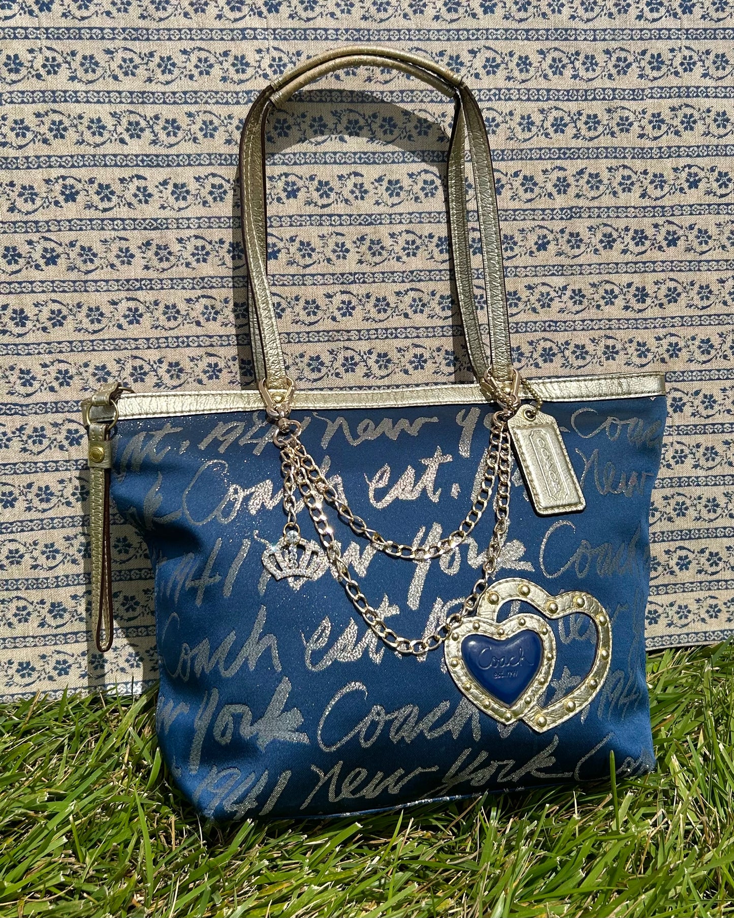 Coach Signature Script Lurex Tote Bag