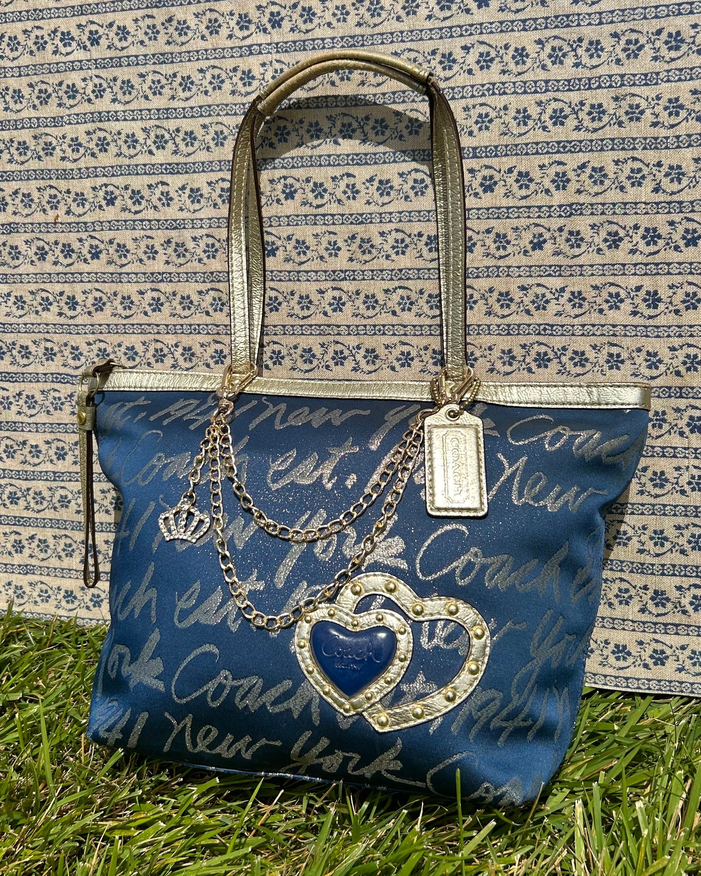 Coach Signature Script Lurex Tote Bag