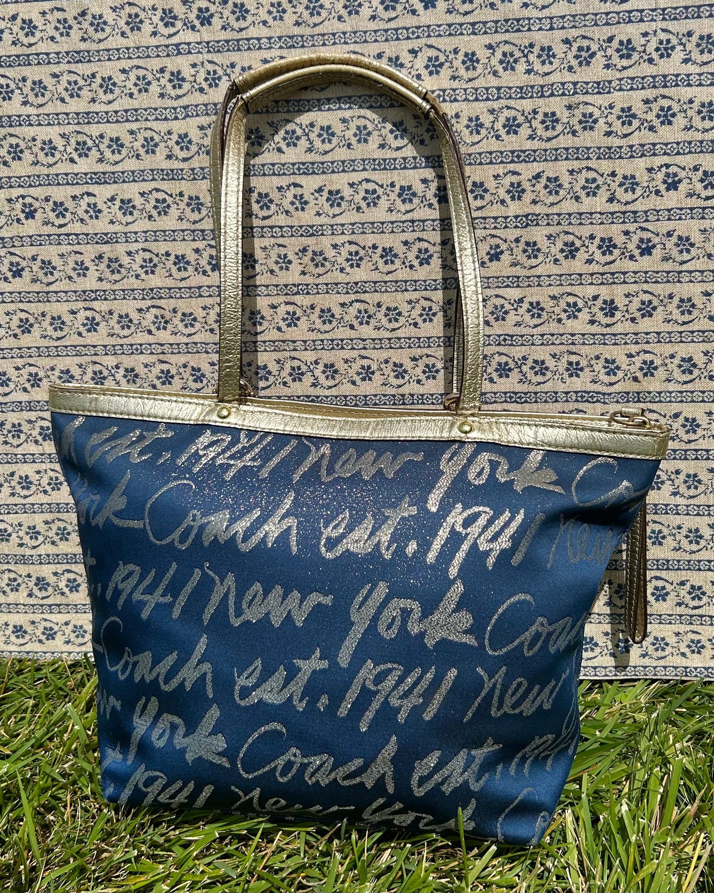 Coach Signature Script Lurex Tote Bag