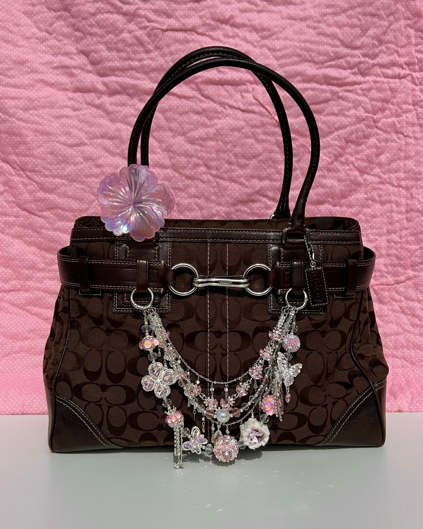Vintage Coach Hampton Monogram Large Shoulder Bag