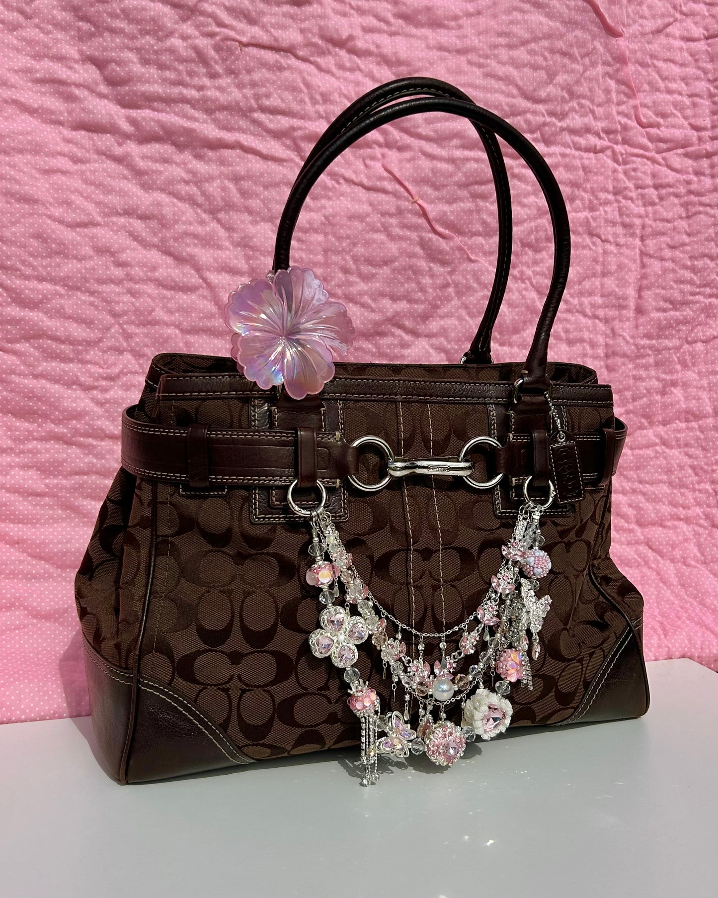 Vintage Coach Hampton Monogram Large Shoulder Bag