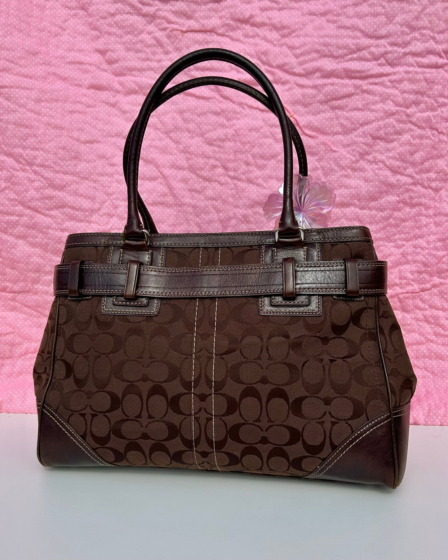 Vintage Coach Hampton Monogram Large Shoulder Bag