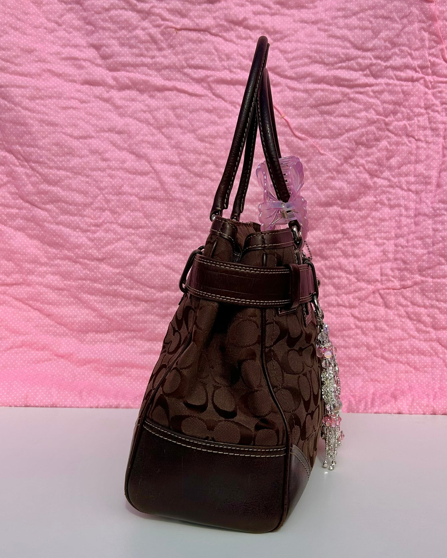 Vintage Coach Hampton Monogram Large Shoulder Bag