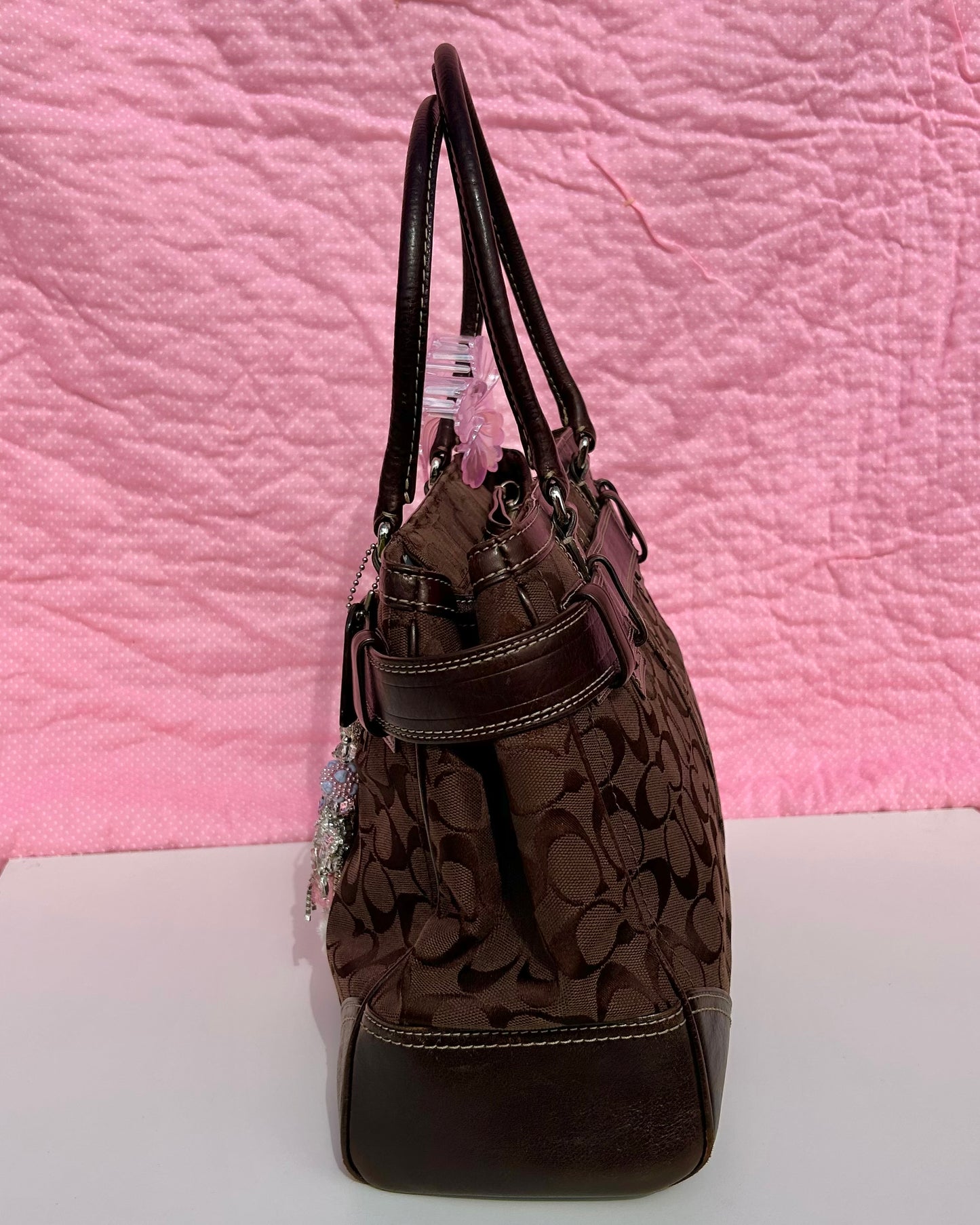 Vintage Coach Hampton Monogram Large Shoulder Bag