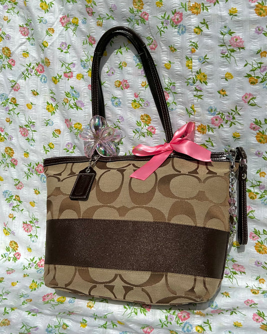 Coach Monogram Stripe Tote Bag