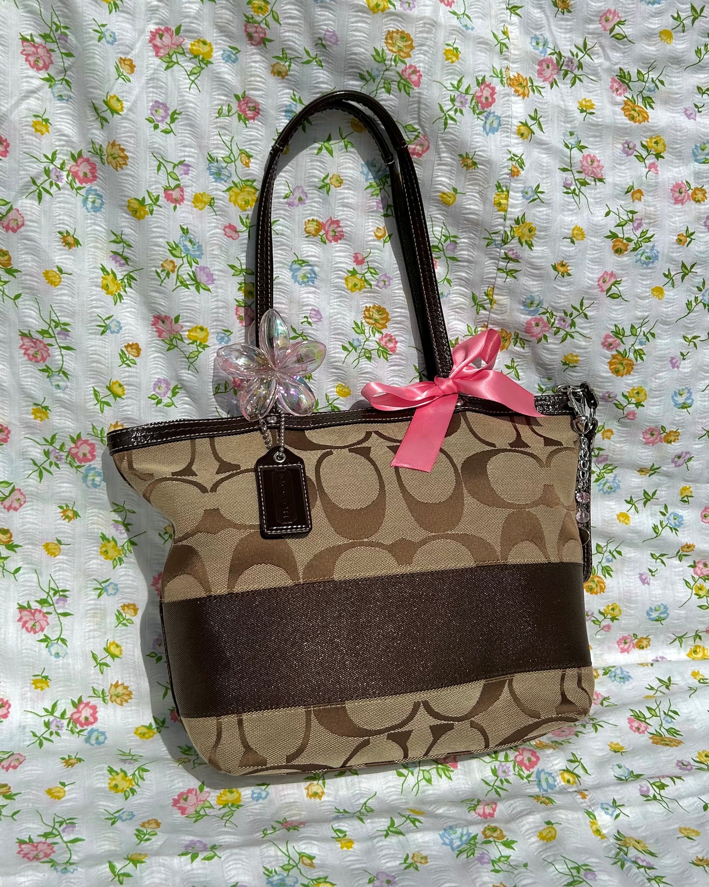 Coach Monogram Stripe Tote Bag