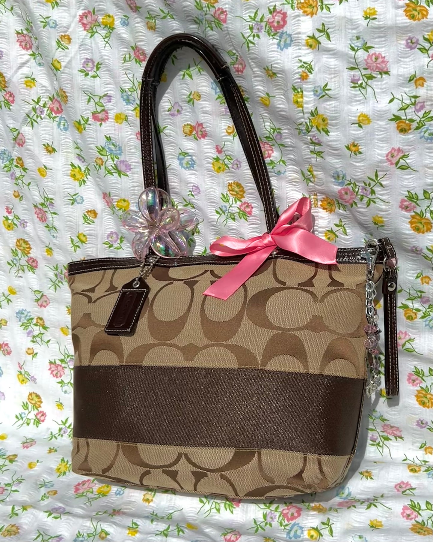 Coach Monogram Stripe Tote Bag