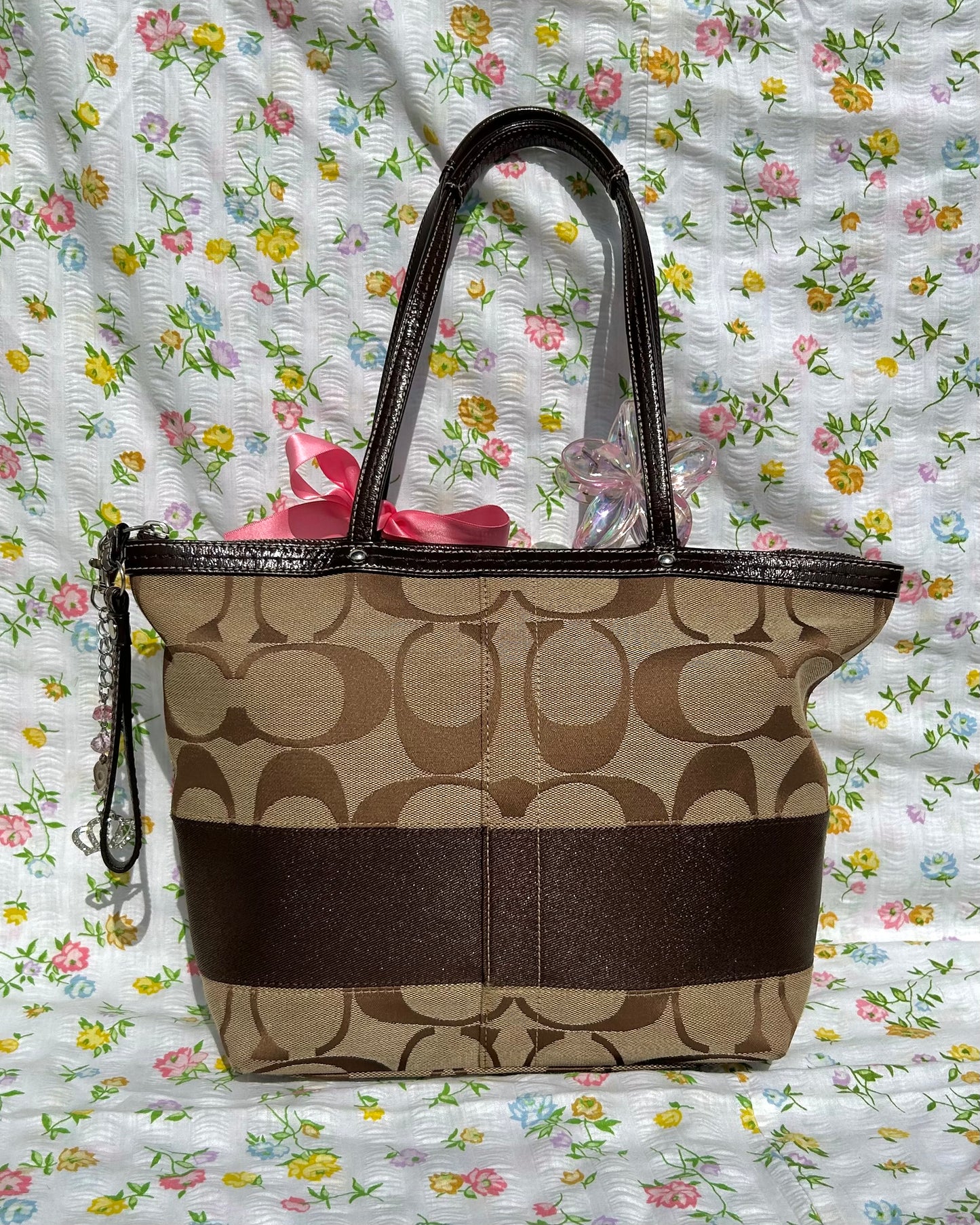 Coach Monogram Stripe Tote Bag