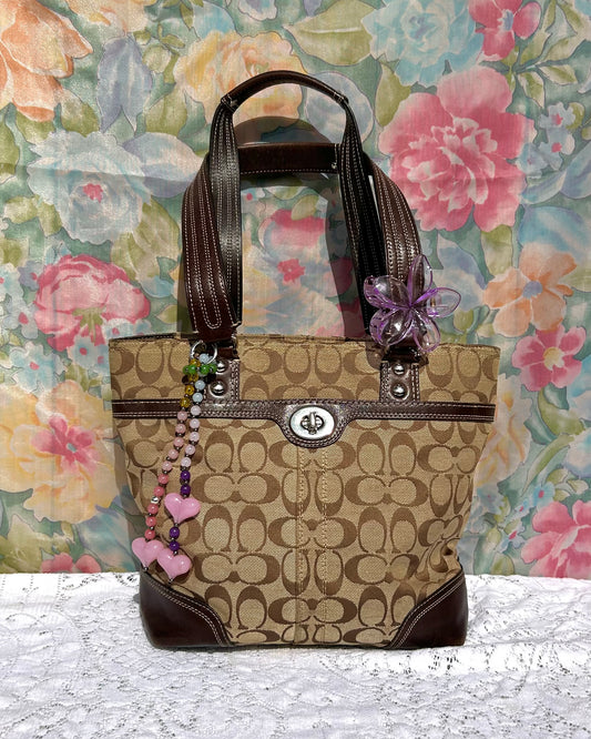 Coach Hampton Monogram Turnlock Tote Bag