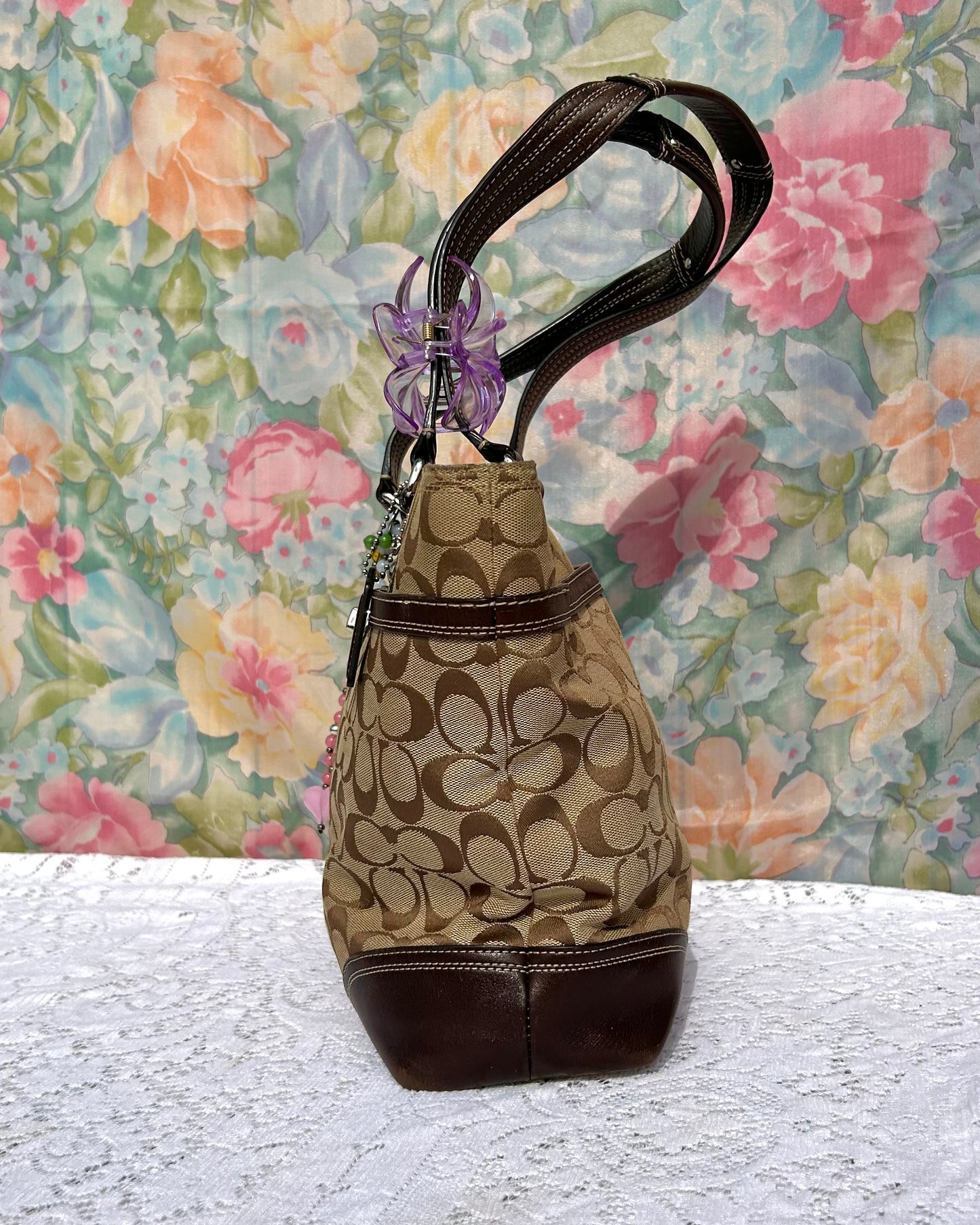 Coach Hampton Monogram Turnlock Tote Bag