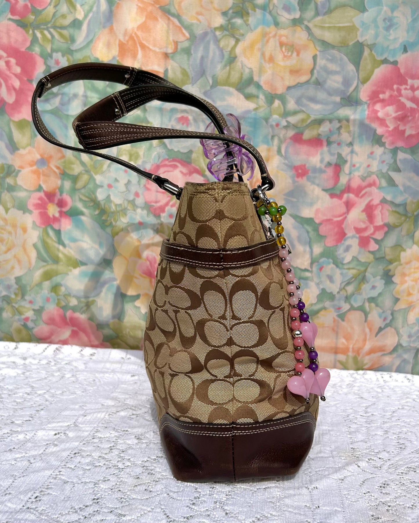 Coach Hampton Monogram Turnlock Tote Bag