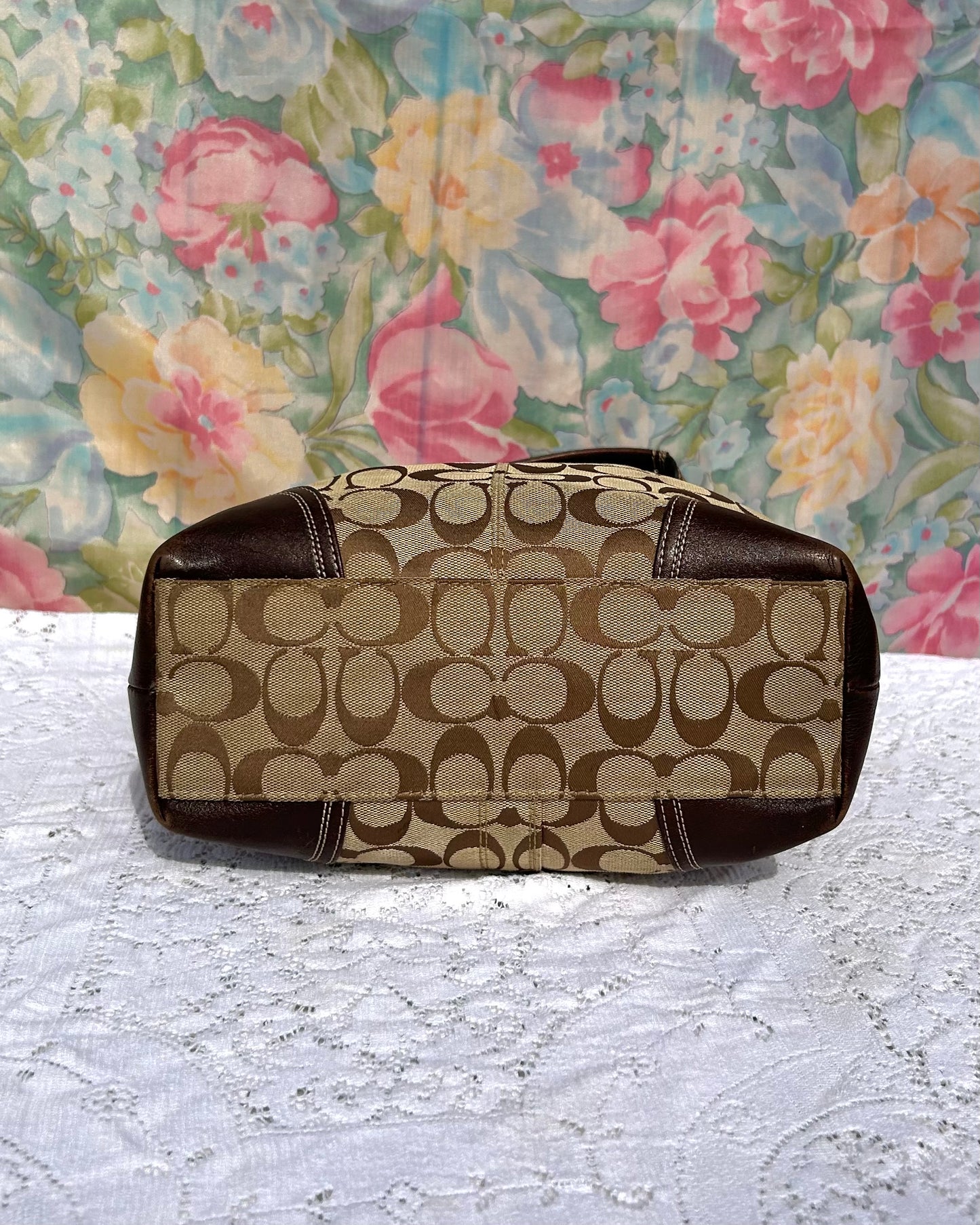 Coach Hampton Monogram Turnlock Tote Bag