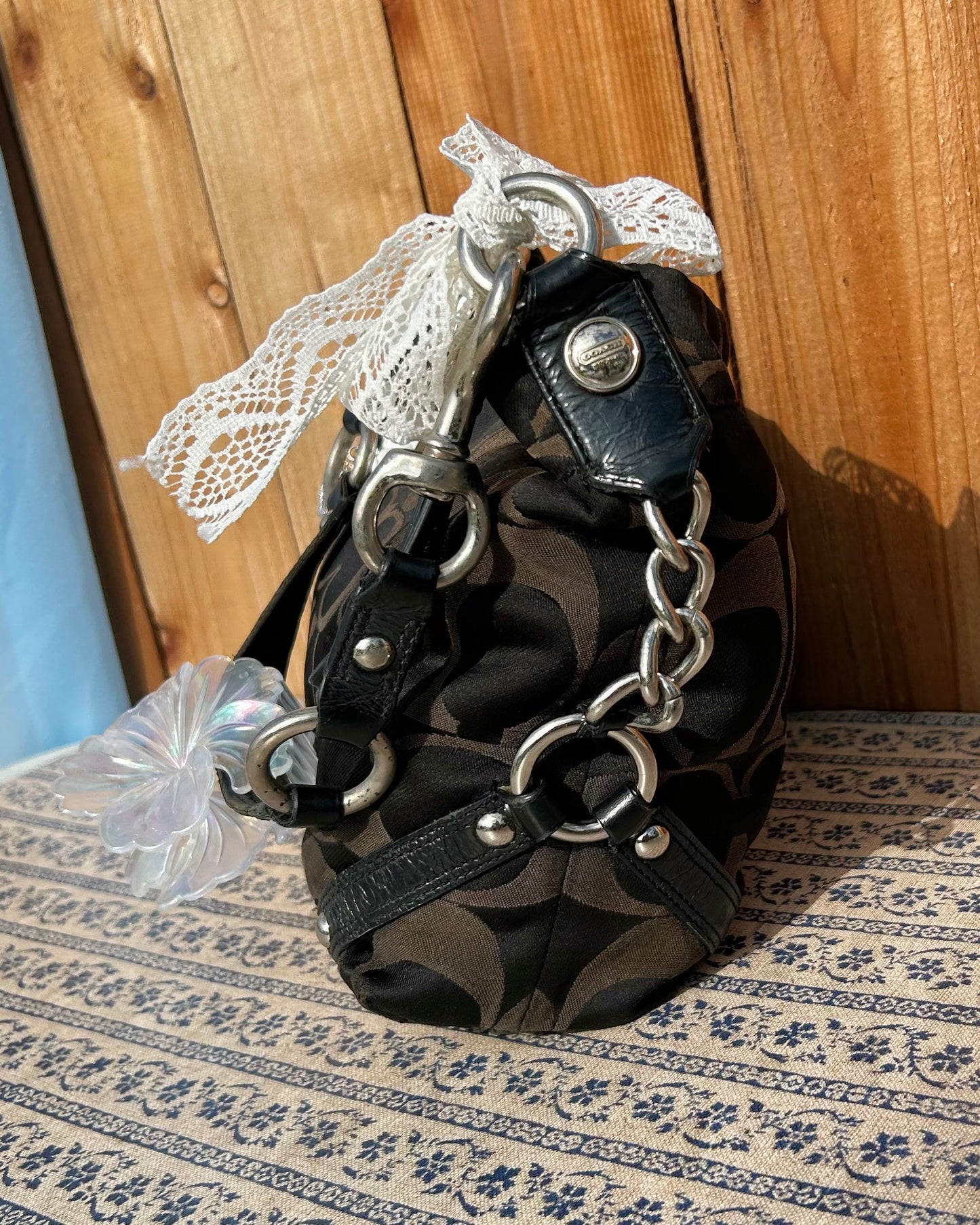 Coach Carly Monogram Small Hobo Shoulder Bag